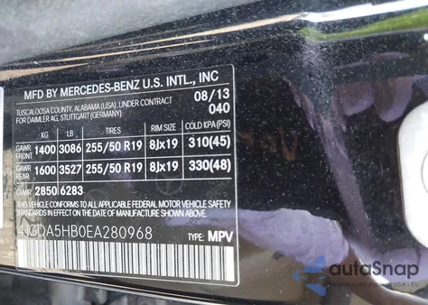 2014 Mercedes-Benz Ml 350 4Matic из США, поврежденный, VIN 4JGDA5HB0EA280968